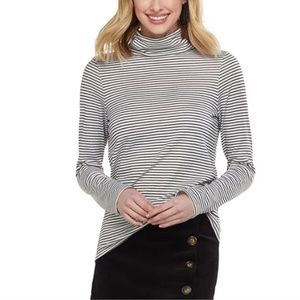 MudPie Black and White Striped Turtleneck